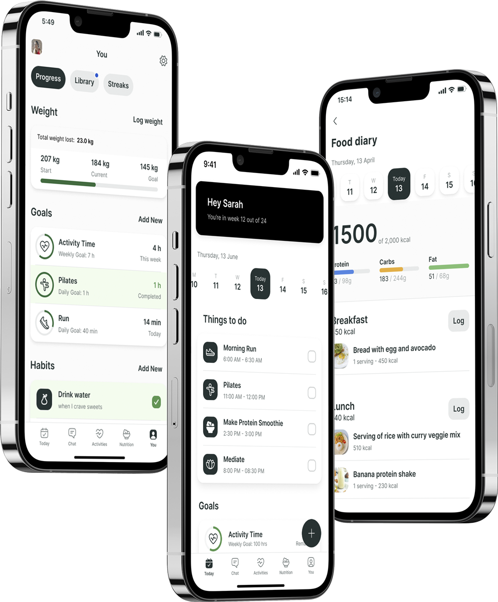 A mockup of the coaching app showcasing the features.